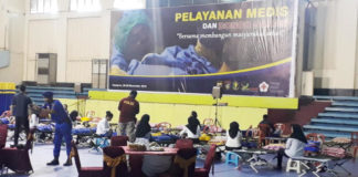Caption : Suasana Donor darah yang digelar Dit Polair Polda Papua di Gor Cenderawasih Jayapura