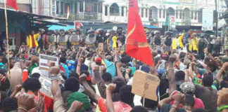 Suasana aksi demo damai dari Aktivis KNPB di Abepura
