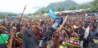 Caption Foto : Suasana kampanye Akbat Partai Demokrati di kabupaten Tolikara-Papua, Jum’at (12/2019).