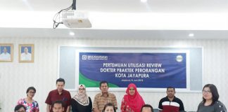 Caption : Foto bersama dengan pengurus BPJS Kesehatan Cabang Jayapura dan DPP Kota Jayapura usai UR, Jumat (21/06/2019).