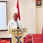 Bupati Jayapura yang juga Ketua Umum KONI Kabupaten Jayapura Mathius Awoitauw, SE, M.Si, saat memberikan sambutan pada pembukaan RAT dan Bimtek Pendalaman Tupoksi Pengurus KONI Kabupaten Jayapura Tahun 2020, di Hotel HoreX Sentani, Rabu (11/3/2020)