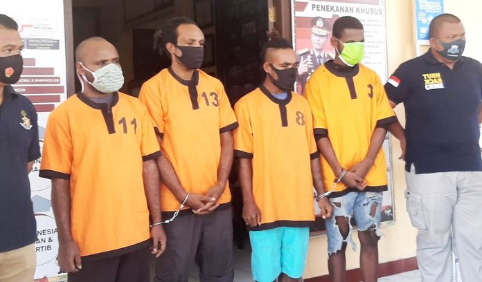 Empat pelaku Curas di sejumlah tempat di Kabupaten Jayapura yang berhasil dibekuk polisi
