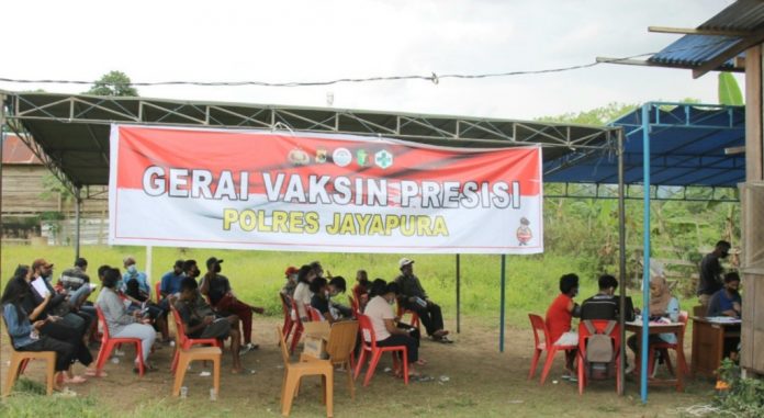 Gebyar Vaksinasi PON XX Papua yang digelar Polres Jayapura, Kamis (23/9/21)
