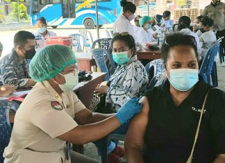 Gebyar Vaksinasi Presisi oleh Polresta Jayapura Kota di Lapangan Hitam PTC Entrop, Sabtu (25/9/21)