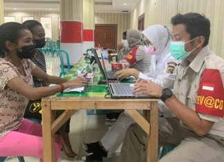 Gebyar Vaksin TNI - Polri di Masjid Raya Baiturrahim, Klofkamp, Kota Jayapura, Sabtu (25/9/2021)