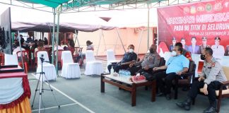 Vaksinasi Merdeka Serentak pada 96 titik di Indonesia secara virtual yang dihadiri Kapolda Papua Irjen Pol. Mathius D. Fakhiri, S.I.K., Dir Binmas Polda Papua Kombes Pol. Gatot Aris Purbaya, S.I.K., Kabid Humas Polda Papua Kombes Pol. Drs. Ahmad Mustofa Kamal, S.H., dan Kabid Dokkes Polda Papua Kombes Pol. Dr. Nariana.