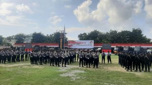 Pelaksanaan upacara Hari Bhayangkara ke-76 secara virtual di Lapangan Mako Brimobda Papua