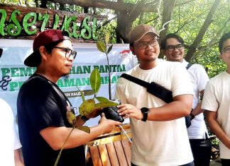 Penyerahan bibit pohon bakau untuk ditanam di kawasan Cagar Alam Teluk Youtefa