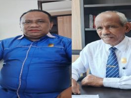 Caption : Kiri, Ketua Komisi IV DPR Papua, Joni Y. Betaubun, (Kanan) Anggota Komisi IV DPR Papua Alberth Merauje