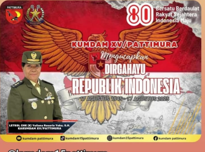 Kepala Hukum Kodam (Kakumdam) XV/Pattimura Letnan Kolonel Chk (K) Yuliana Rosario Yoku, S.H