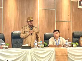 Wakil Bupati Jayapura, Haris R. Yocku, SH., SAAT memberi sambutan pada pembukaan ToT PLA, Senin (18/5/26)
